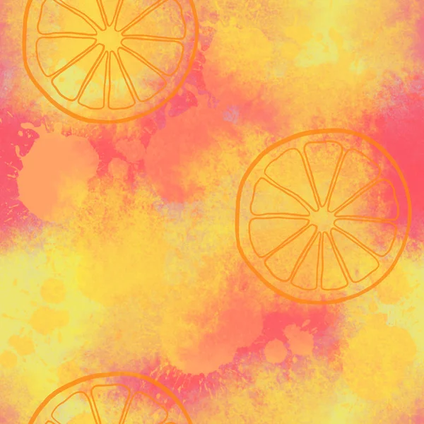 Aquarel Lichte Abstracte Achtergrond Met Kleurrijke Blots Citrus Naadloze Patroon — Stockfoto