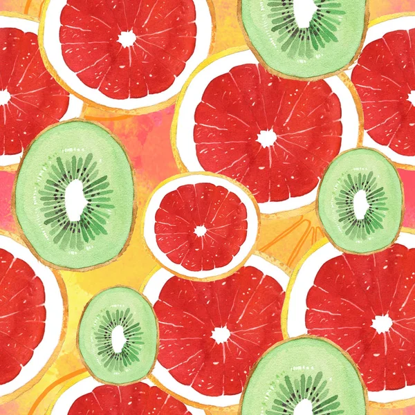 Patrón de pomelo acuarela sobre fondo de color — Foto de Stock