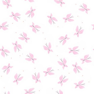 Nazik kelebekler uçan ile seamless modeli. beyaz zemin üzerine suluboya resim. 