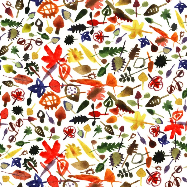 Watercolor Leaves Seamless Pattern Illustration White Background — Stock Photo, Image