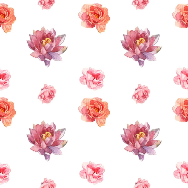 Watercolor Flower Pattern Hand Painted Isolated White Background Set Flowers — Stock Photo, Image