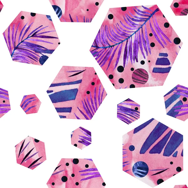 Ilustración Patrón Sin Costuras Con Hexágonos Violetas Aislados Sobre Fondo —  Fotos de Stock
