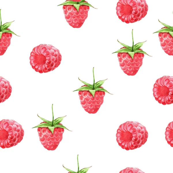 Płynny Wzór Ilustracja Ruspberry Izolowane Białym Tle — Zdjęcie stockowe