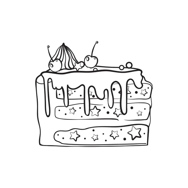 Солодкий Торт Прикрашена Солодкість Десерт Розмальовки — стоковий вектор