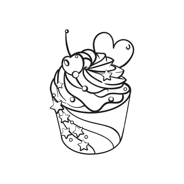 Doce Bolo Doçura Decorada Sobremesa Cupcake Com Coloração — Vetor de Stock