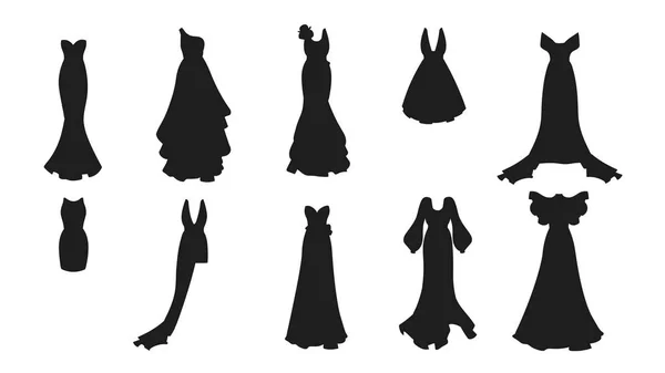 A silhouette set of different dresses. — Stock Vector