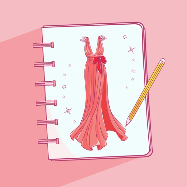 Cuaderno de dibujo con una imagen — Vector de stock