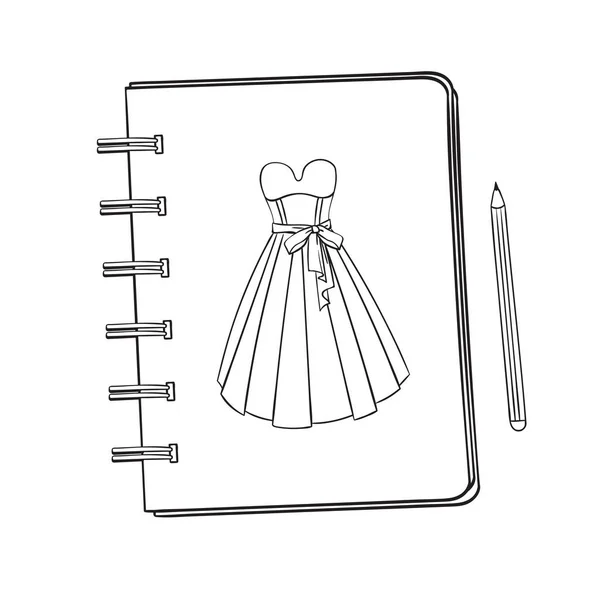 Cuaderno de dibujo con una imagen — Vector de stock