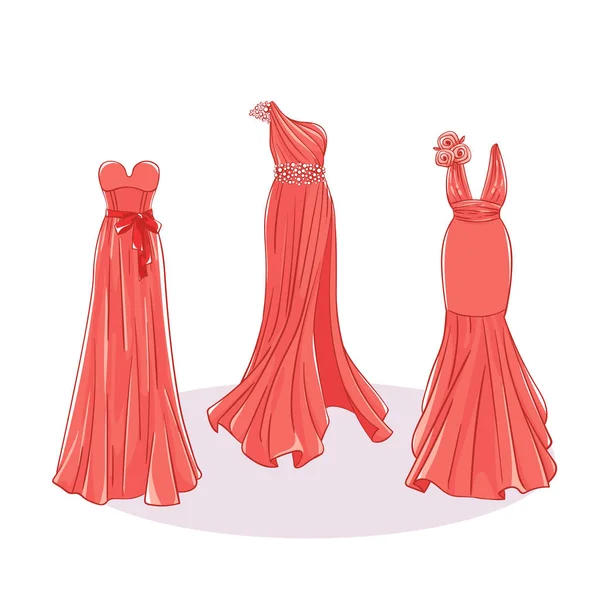Model dresses for prom, ball, solemn event. — Stock Vector