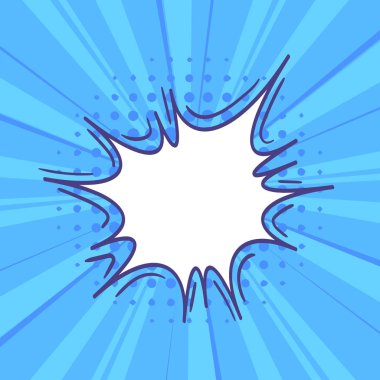 Pop art retro komik konuşma balonu üzerinde renkli noktalı ve ba ışınları