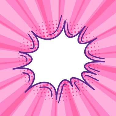 Pop art retro komik konuşma balonu üzerinde renkli noktalı ve ba ışınları