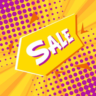 Pop art comic işaretçi üzerinde renkli noktalı ve arka planlar ışınları. 