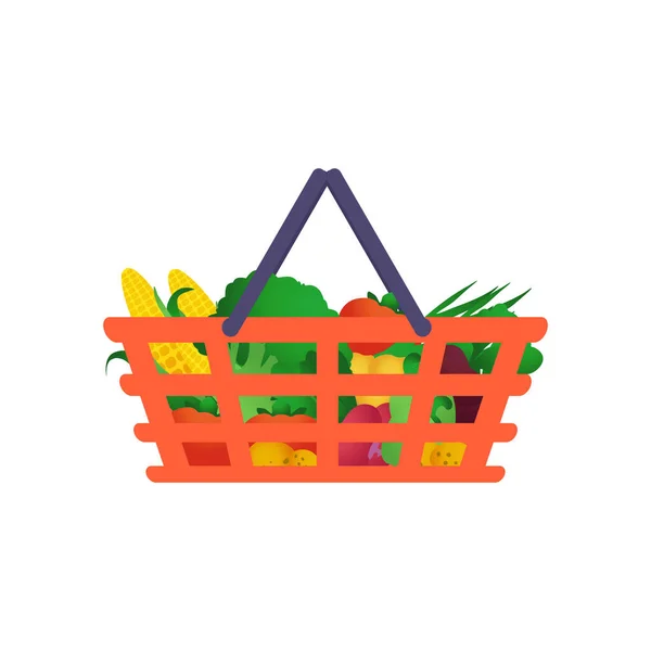 Cesta Compra Con Verduras Comida Útil Tienda Comestibles — Vector de stock