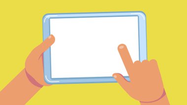 Tablet elinde. Tableti kullan. Boş tablet bilgisayar ekranı.
