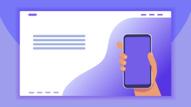Web sitesi tasarımı. Telefon elinde..