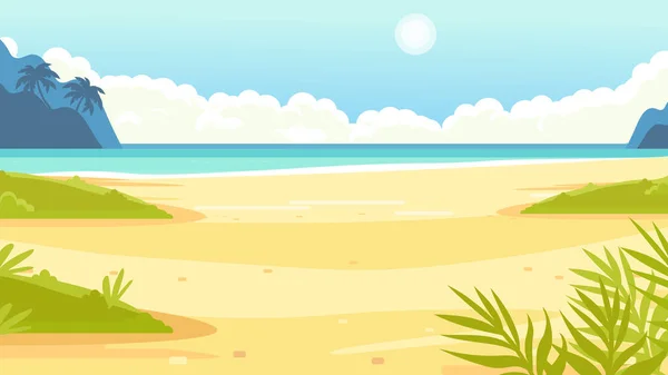 Fondo Arena Tropical Playa Con Vistas Océano Océano Mar Hay — Vector de stock