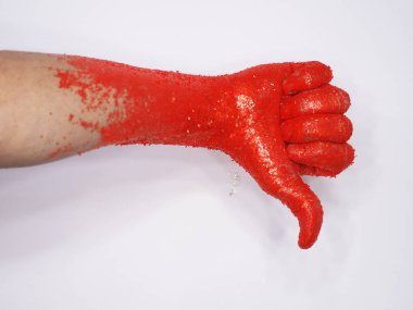 El ile beyaz izole pullu