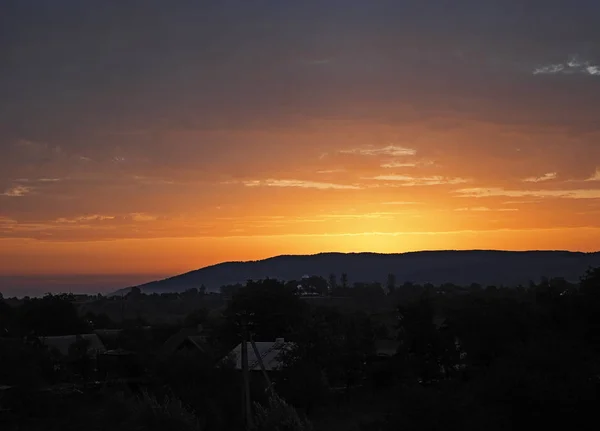 Pôr Sol Nas Montanhas Karpaty — Fotografia de Stock