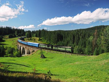 Carpatian dağlar yaz manzaraları Tren