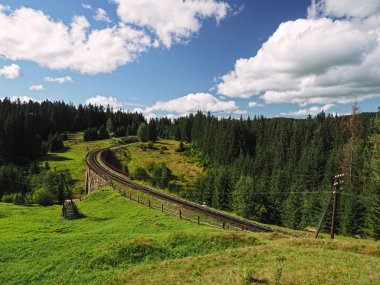 Carpatian dağlar yaz manzaraları Tren