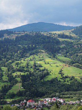 Carpatian dağlar yeşil orman köyünde 