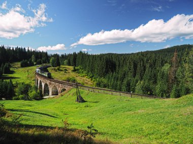 Carpatian dağlar yaz manzaraları Tren