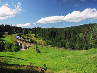 Carpatian dağlar yaz manzaraları Tren