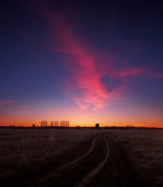 Puesta Sol Sobre Campo — Foto de Stock