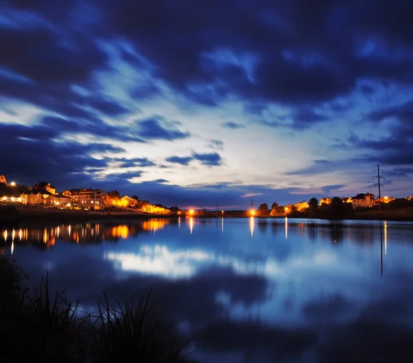 Lago Noite Após Pôr Sol — Fotografia de Stock