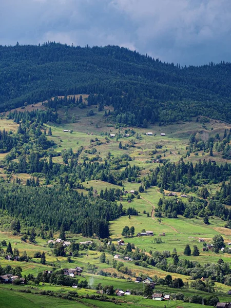 Karpatisches Bergdorf Grünen Wald — Stockfoto