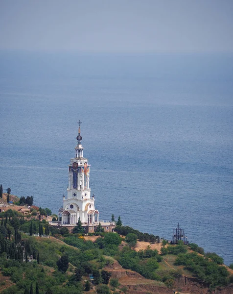 Church white at the city near sea cost of black sea