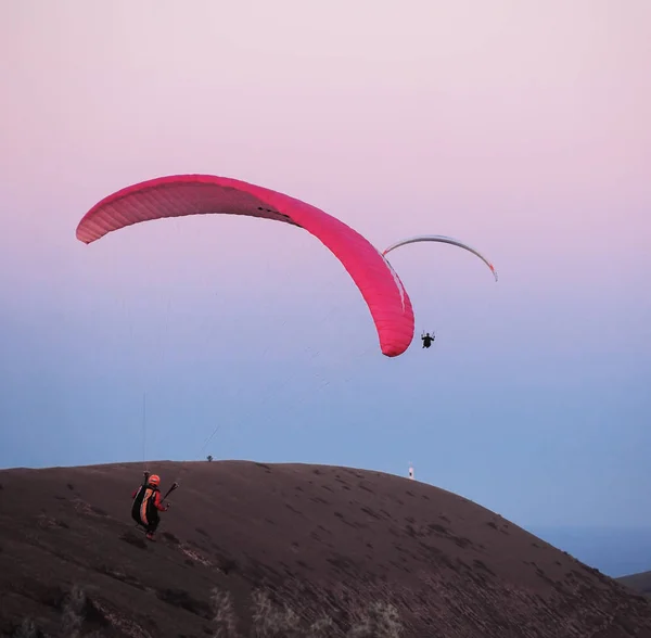 Gente Parapente Montaña Voloshin Koktebel Crimea — Foto de Stock