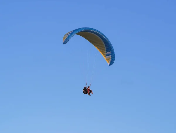 Man Paragliding Blue Sky Mountain Voloshin Koktebel Crimea Stock Picture