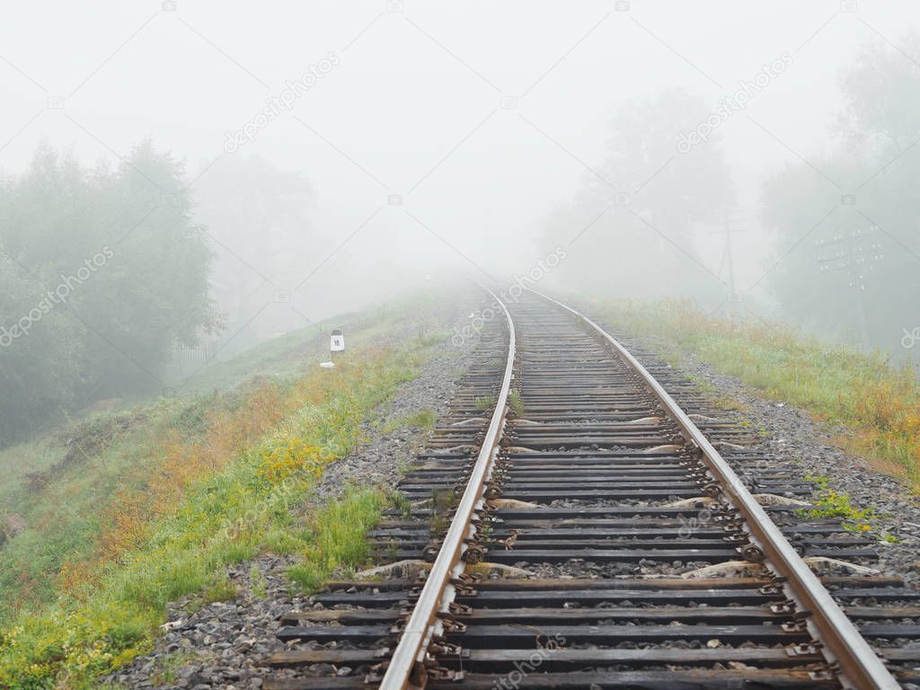 Fog and mist at railway