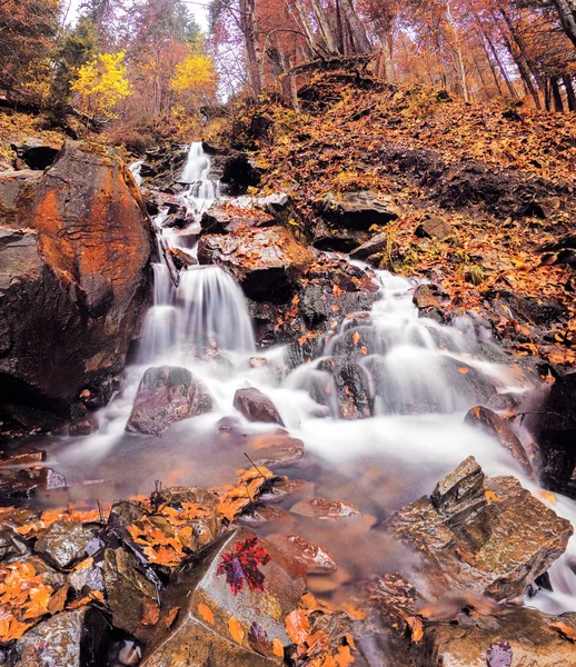 Cascata Nella Foresta Autunnale — Foto Stock