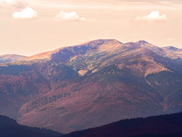 Güneşli bir gün dağ köyünde Carpatian