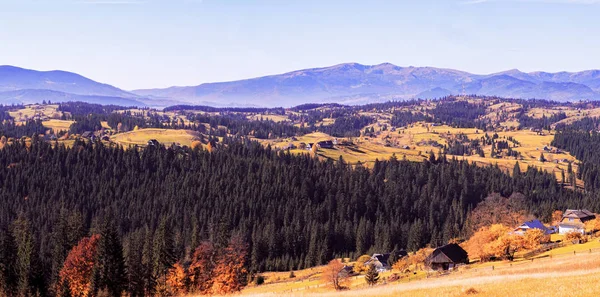 Carpatian Village Mountains Sunny Day — Stock Photo, Image