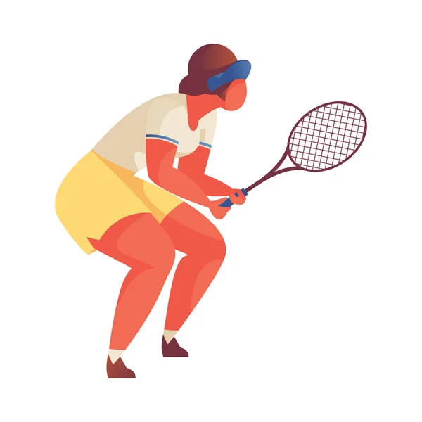 Υπερμεγέθη Γυναίκα Τένις Βασική Θέση Ρακέτα Στα Χέρια Της Απομονωμένα — Διανυσματικό Αρχείο
