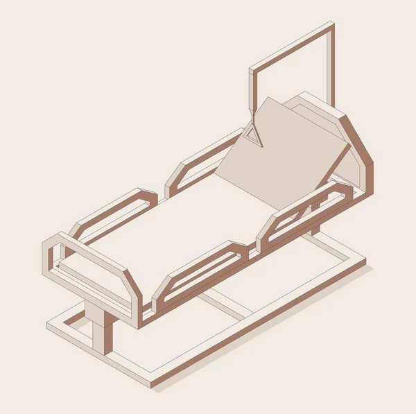 Ranjang Rumah Sakit Listrik Garis Luar Isometric Direndam Pada Latar - Stok Vektor