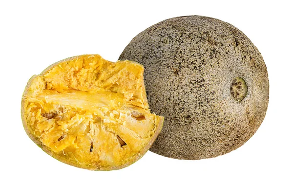 Bael meyve ya da beyaz bir arka plan üzerinde ahşap elma meyve (Aegle marmelos)