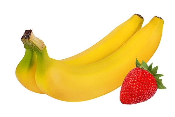 Bananen Und Erdbeeren Isoliert Pfingsten — Stockfoto