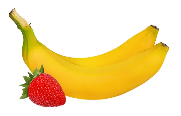 Bananer Och Jordgubbar Isolerad Whit — Stockfoto