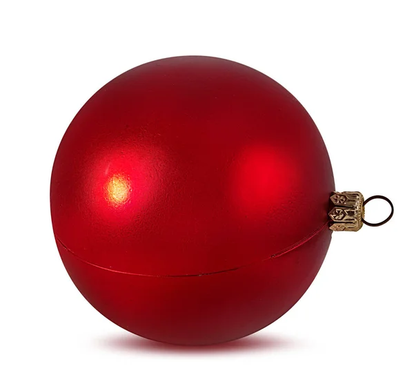 Kerstbal Opknoping Lint Geïsoleerd Wit — Stockfoto