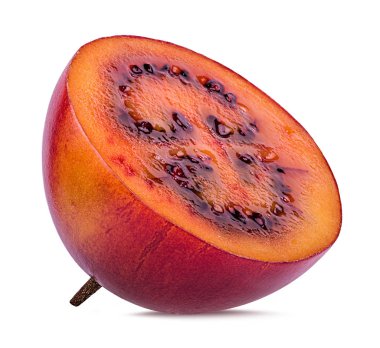 Beyaz arka plan üzerinde izole tamarillo yarısı