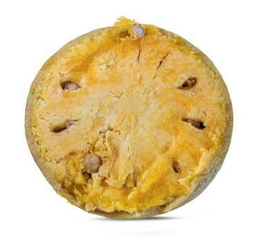 Bael meyve ya da beyaz bir arka plan üzerinde ahşap elma meyve (Aegle marmelos)