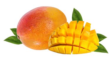 Beyaz arkaplanda yalıtılmış mango meyvesi