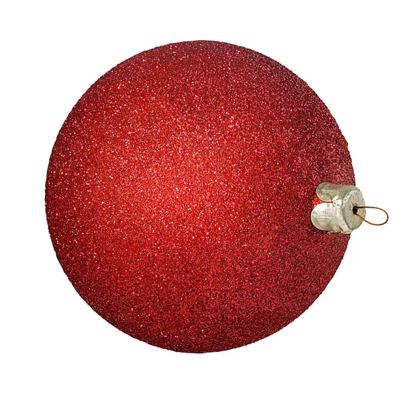 Bola Natal Vermelho Isolado Branco — Fotografia de Stock