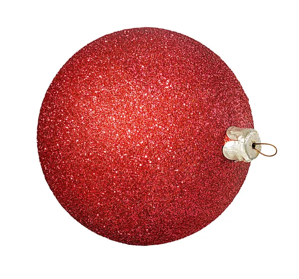 Boule Noël Rouge Isolée Sur Blanc — Photo