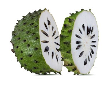 Beyaz arka plan üzerinde izole Annona muricata.oursop meyve (şeker elma, ustard elma)