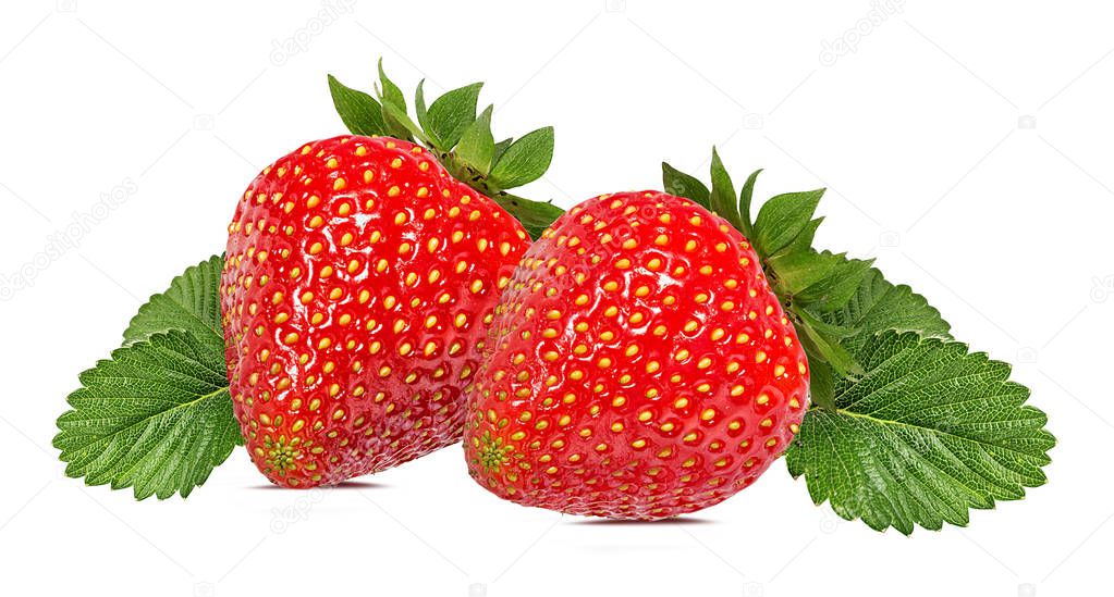 Strawberry with flower isolated on white background